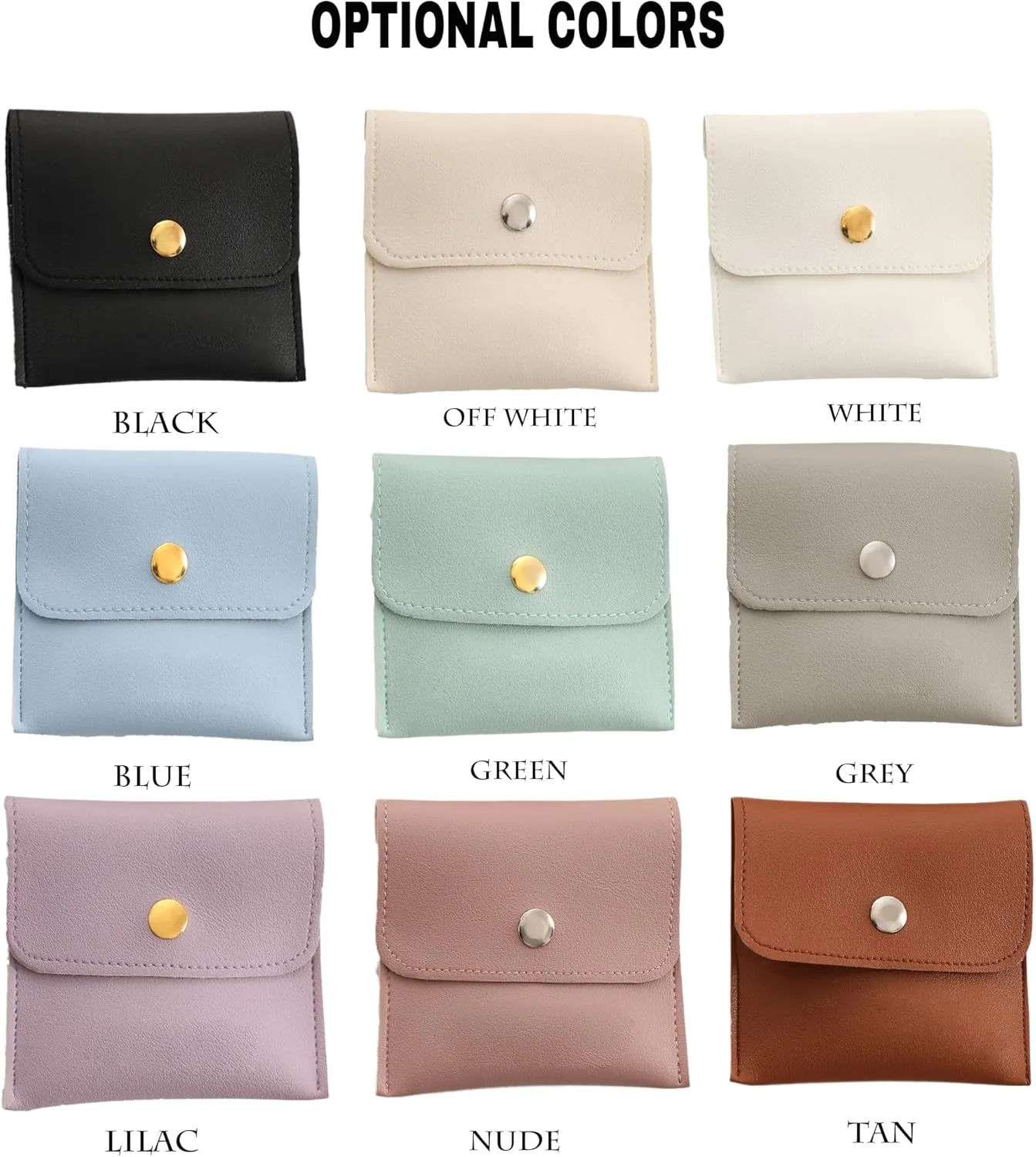 1-50pcs Custom PU Leather Jewelry Storage Pouch with Snap Buttons,Peronalized Gift Packaging Bags for Holds Rings, Bracelets and Other Small Items - 8 * 8cm (50pcs)