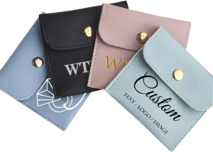 1-50pcs Custom PU Leather Jewelry Storage Pouch with Snap Buttons,Peronalized Gift Packaging Bags for Holds Rings, Bracelets and Other Small Items - 8 * 8cm (50pcs)