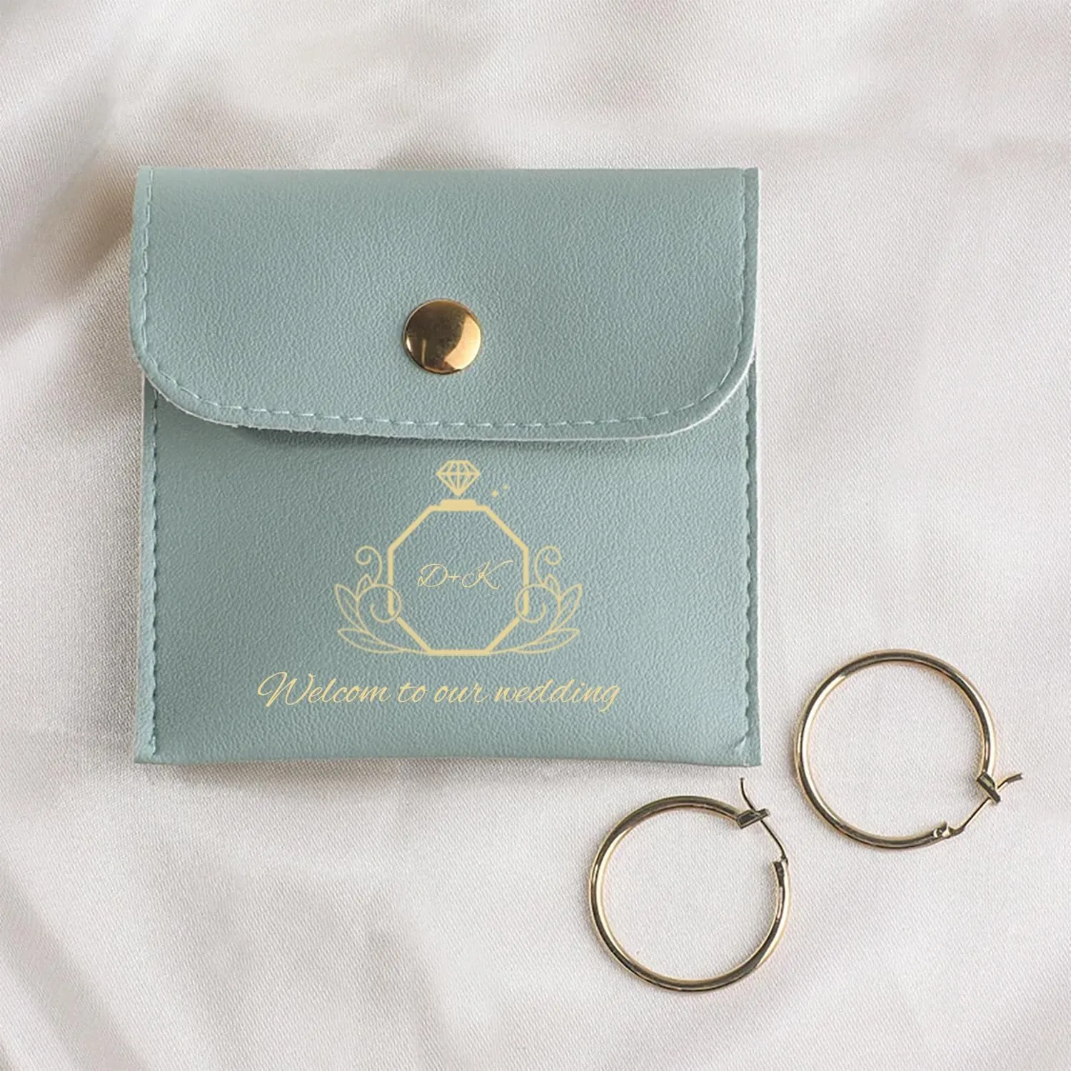 1-50pcs Custom PU Leather Jewelry Storage Pouch with Snap Buttons,Peronalized Gift Packaging Bags for Holds Rings, Bracelets and Other Small Items - 8 * 8cm (50pcs)