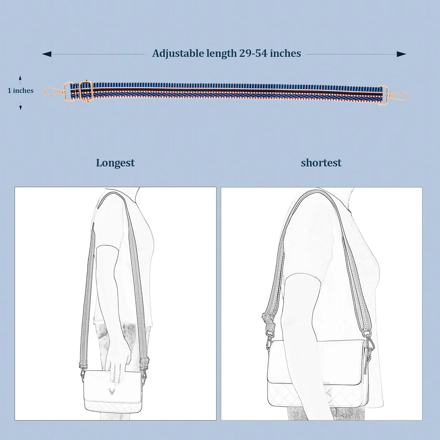 1 inch Purse Strap,Replacement Crossbody Strap Adjustable Shoulder Strap for Handbag Bag