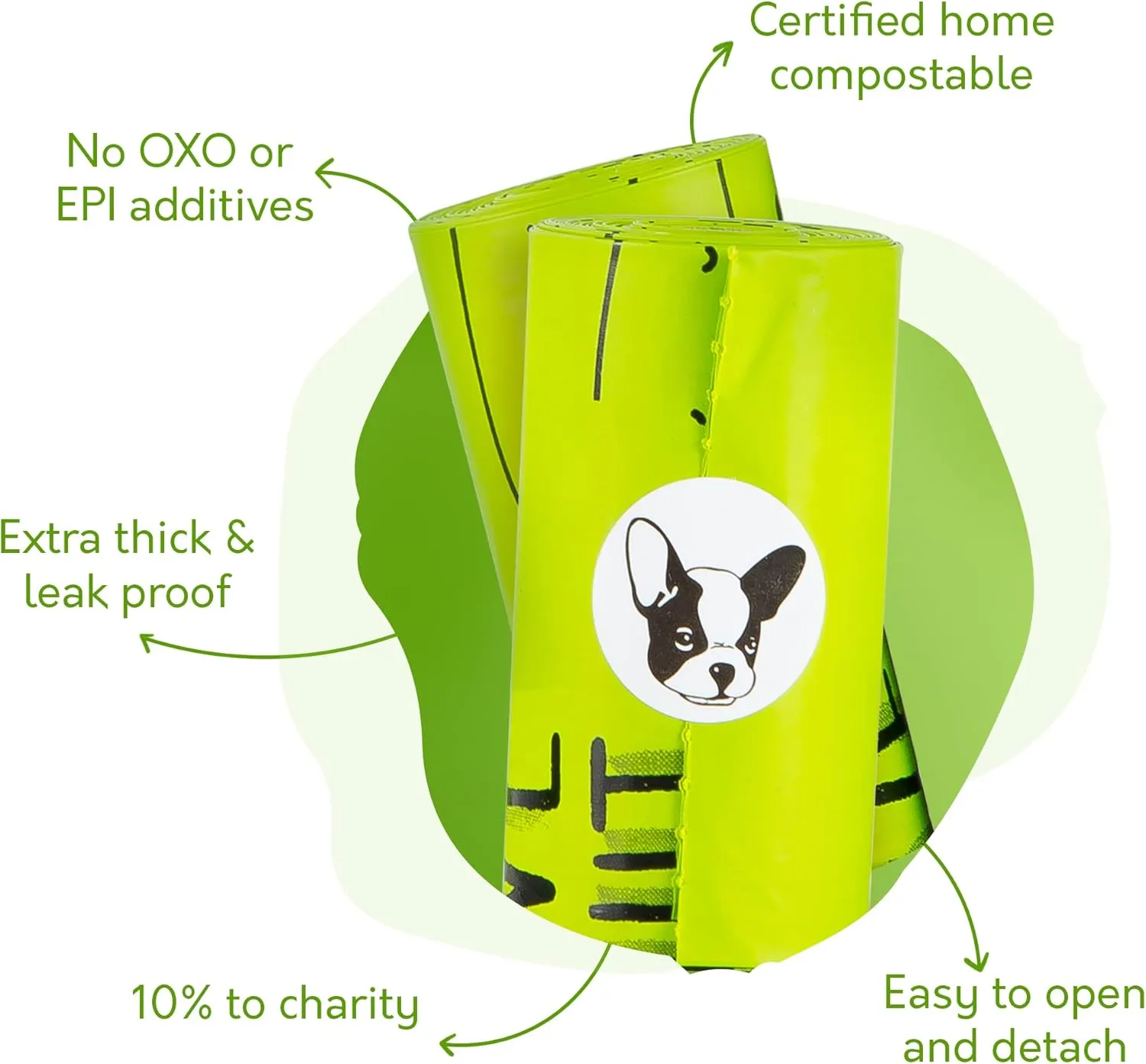 100% Certified Home Compostable Dog Poop Bags with Handles - 10% to Charity - ASTM D6400 & EN 13432 Compliant - 240 x Plant Based X Large Compostable Poop Bags (20 Rolls)