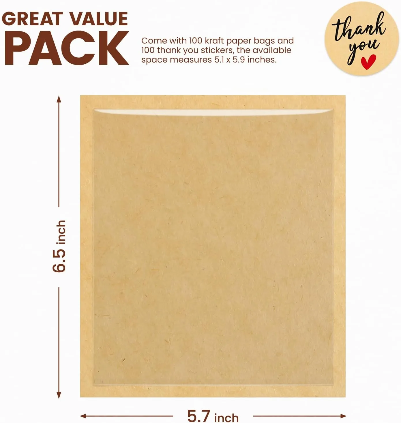 100 Pack Cookie Packaging Bags with Seal, 5.7x6.5 Inch Paper Bakery Bags with Window, Heat Sealable & Grease Resistant To Go Bake Sale Sleeves for Treat, Donut, Cake Slice, Scone, Brownie