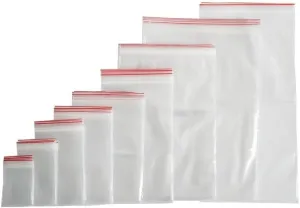 100 x Zip Press Seal Poly Bags, Resealable (35 Sizes to Choose From) 5.90" x 15.74" (15x40 cm)