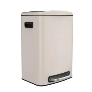 13 Gallon Kitchen Trash Can with Foot Pedal, Rectangle Design, Stainless Steel, White, Includes 30 Garbage Bags