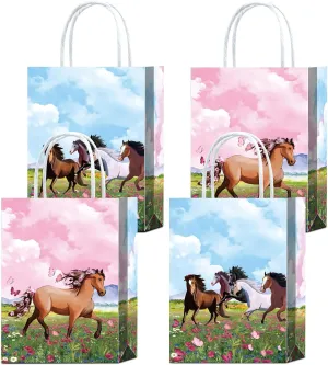 16 Pieces Horse Goodie Bags for Birthday Party Supplies, Gift Snacks Treat Candy Favors With Handles for Western Cowboy Cowgirl Theme Farm Party Decorations