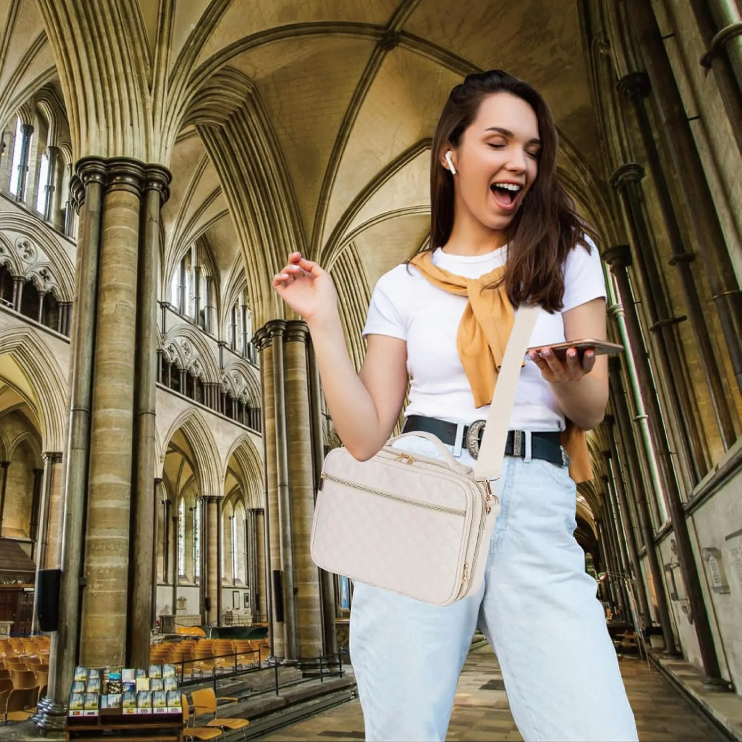 2 Compartment Bible Cover for Women,Large Bible Case with Handles Shoulder Strap,Carrying Bible Bag Scripture Case Church Bag Bible Protective with Pocket