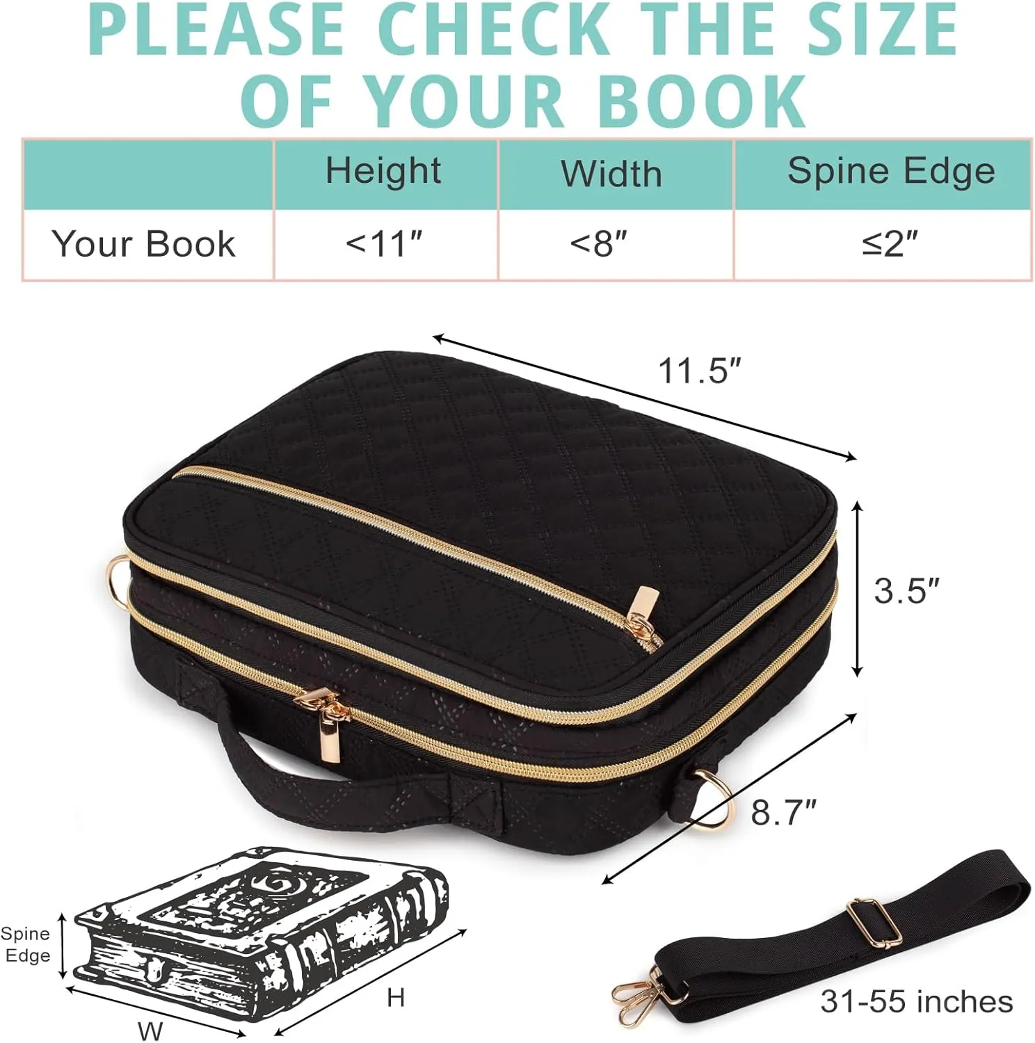 2 Compartment Bible Cover for Women,Large Bible Case with Handles Shoulder Strap,Carrying Bible Bag Scripture Case Church Bag Bible Protective with Pocket