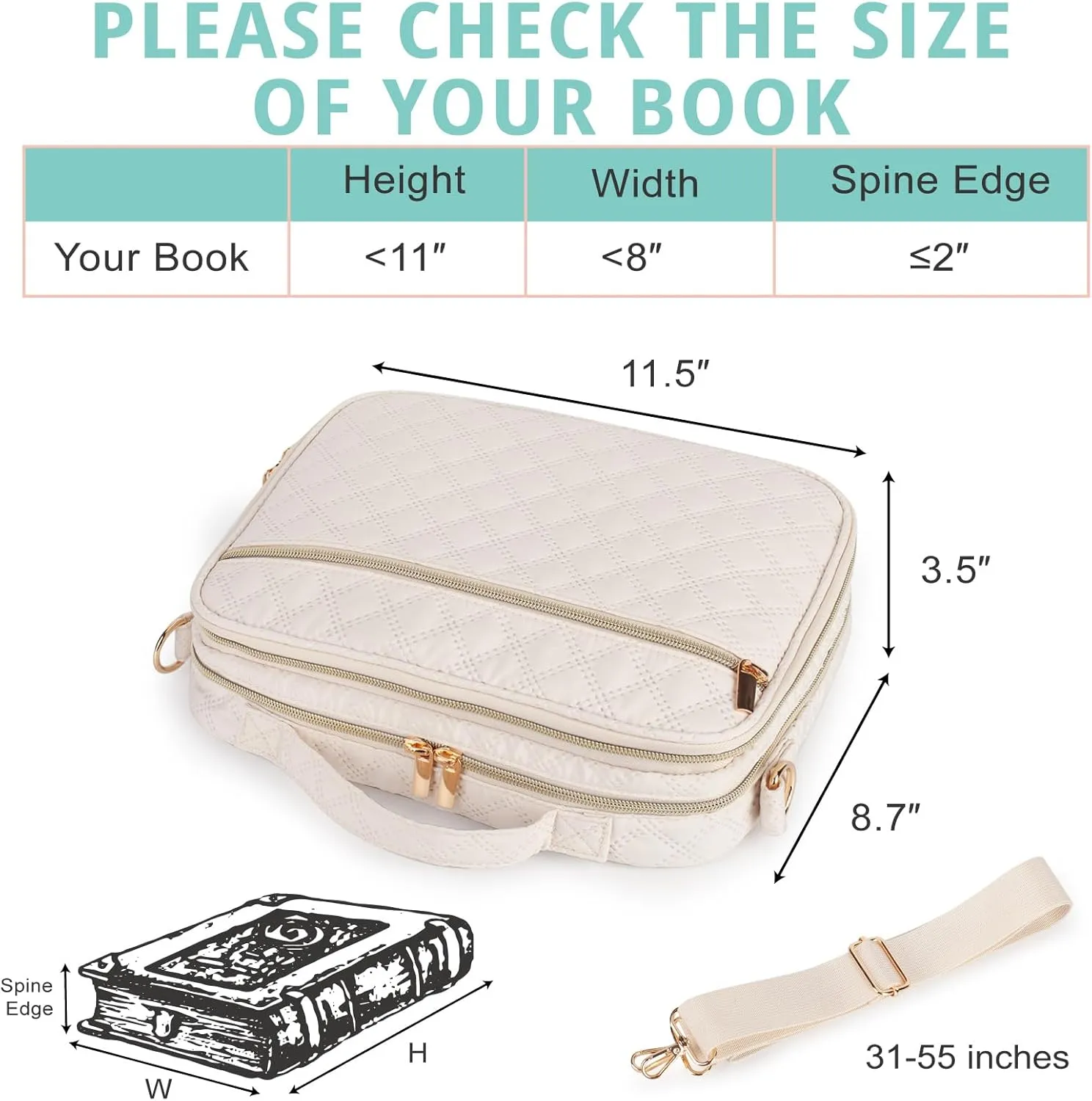 2 Compartment Bible Cover for Women,Large Bible Case with Handles Shoulder Strap,Carrying Bible Bag Scripture Case Church Bag Bible Protective with Pocket