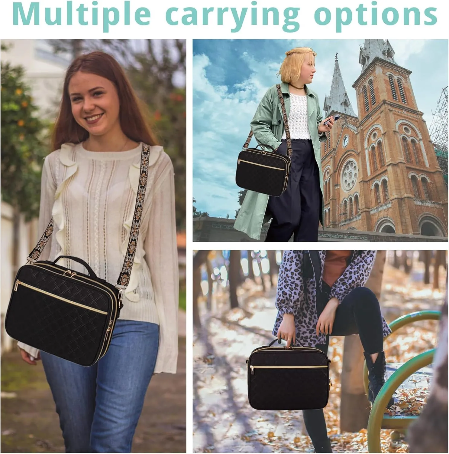 2 Compartment Bible Cover for Women,Large Bible Case with Handles Shoulder Strap,Carrying Bible Bag Scripture Case Church Bag Bible Protective with Pocket