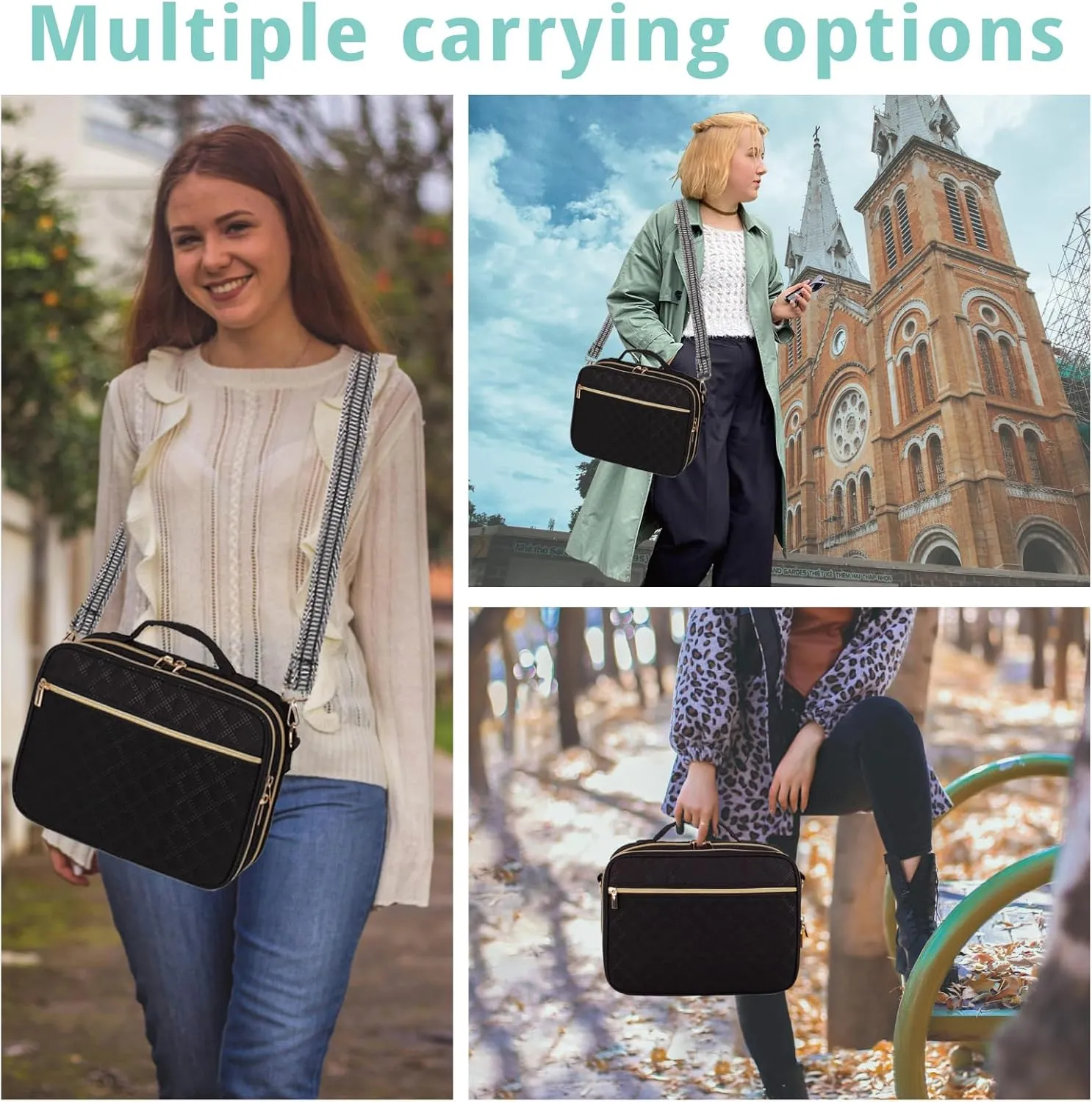 2 Compartment Bible Cover for Women,Large Bible Case with Handles Shoulder Strap,Carrying Bible Bag Scripture Case Church Bag Bible Protective with Pocket