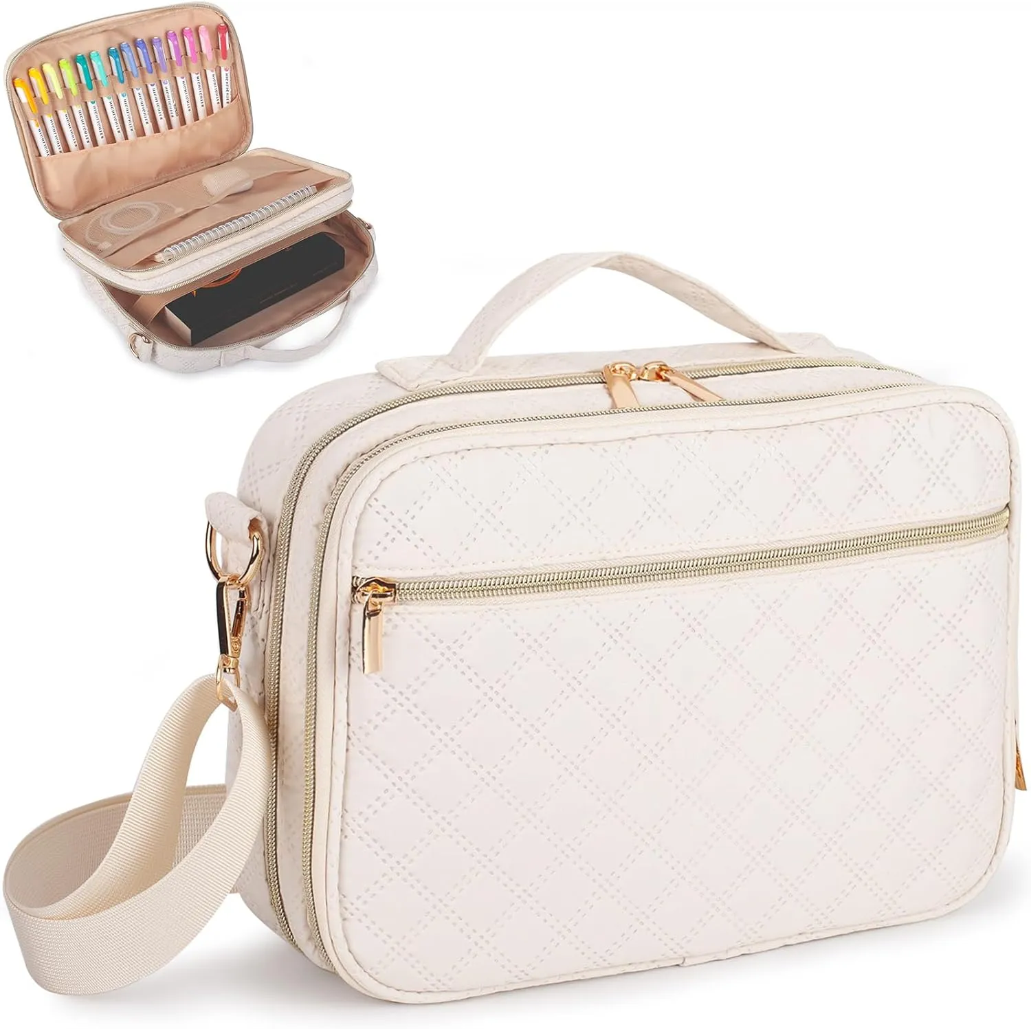 2 Compartment Bible Cover for Women,Large Bible Case with Handles Shoulder Strap,Carrying Bible Bag Scripture Case Church Bag Bible Protective with Pocket