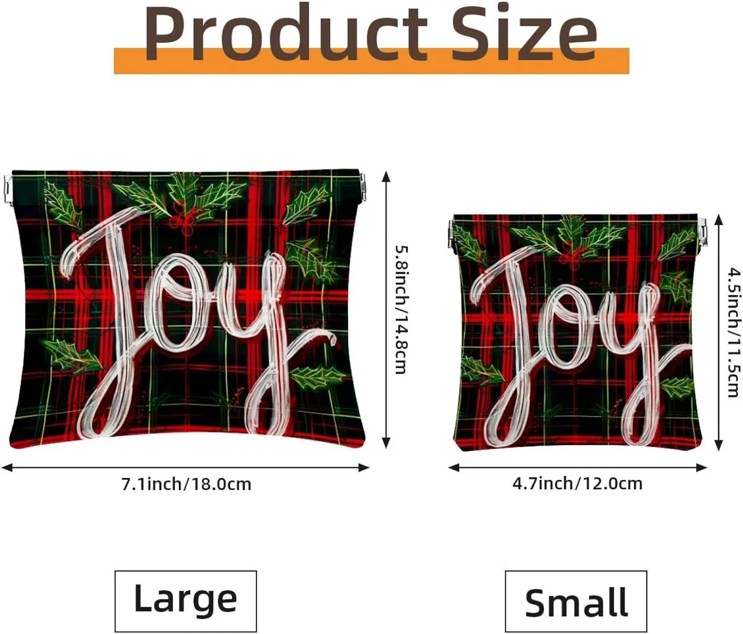 2 Pack Faux Leather Makeup Bag for Purse, Small Makeup Bag for Purse, Waterproof Mini Bag Purse, Travel Makeup Bag for Cosmetics Jewelry, Christmas Garland Joy