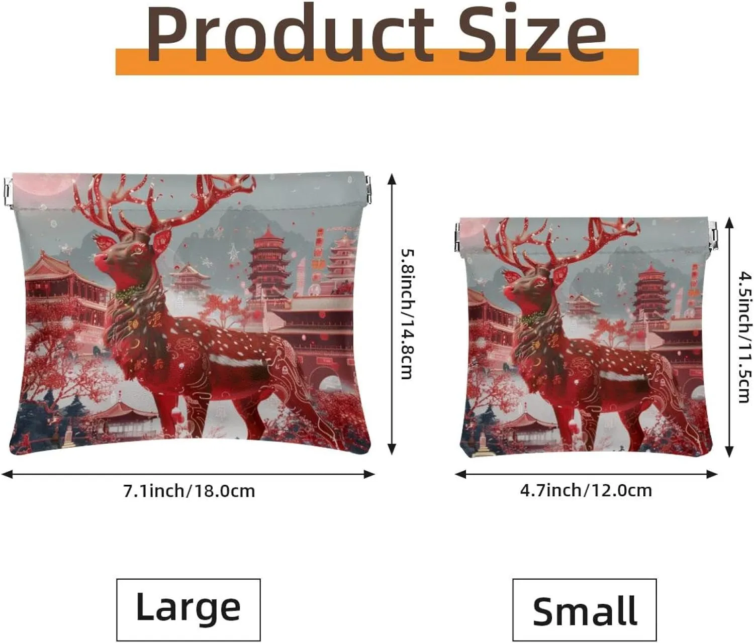 2 PCS Faux Leather Makeup Bag for Purse, Small Makeup Pouch Purse, Portable No Zipper Makeup Pouch, Travel Makeup Bag for Cosmetics Jewelry, Christmas Elk New Year