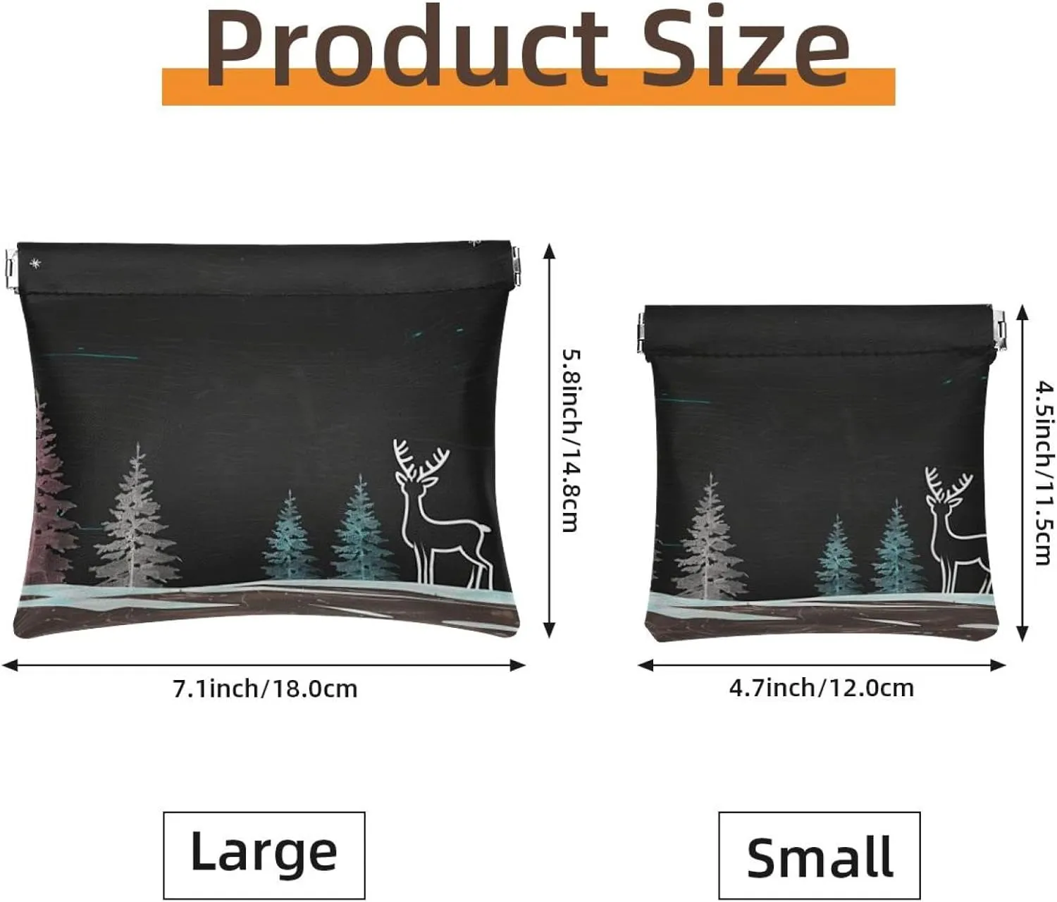 2 Pcs Faux Leather Makeup Bag for Purse, Small Travel Kit Storage Pouch, Waterproof Mini Bag Purse, Multifunctional Travel Storage Bag, Christmas Elk