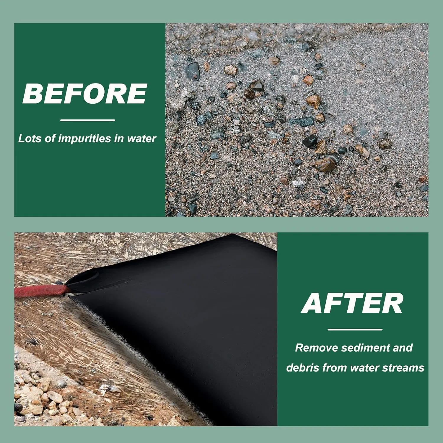 2 Pcs Silt Bags for Dewatering Filter Bag Non Woven Geotextile Fabric Oil Sludge Sediment Filter Bags for Construction, Black (5 x 10 ft)