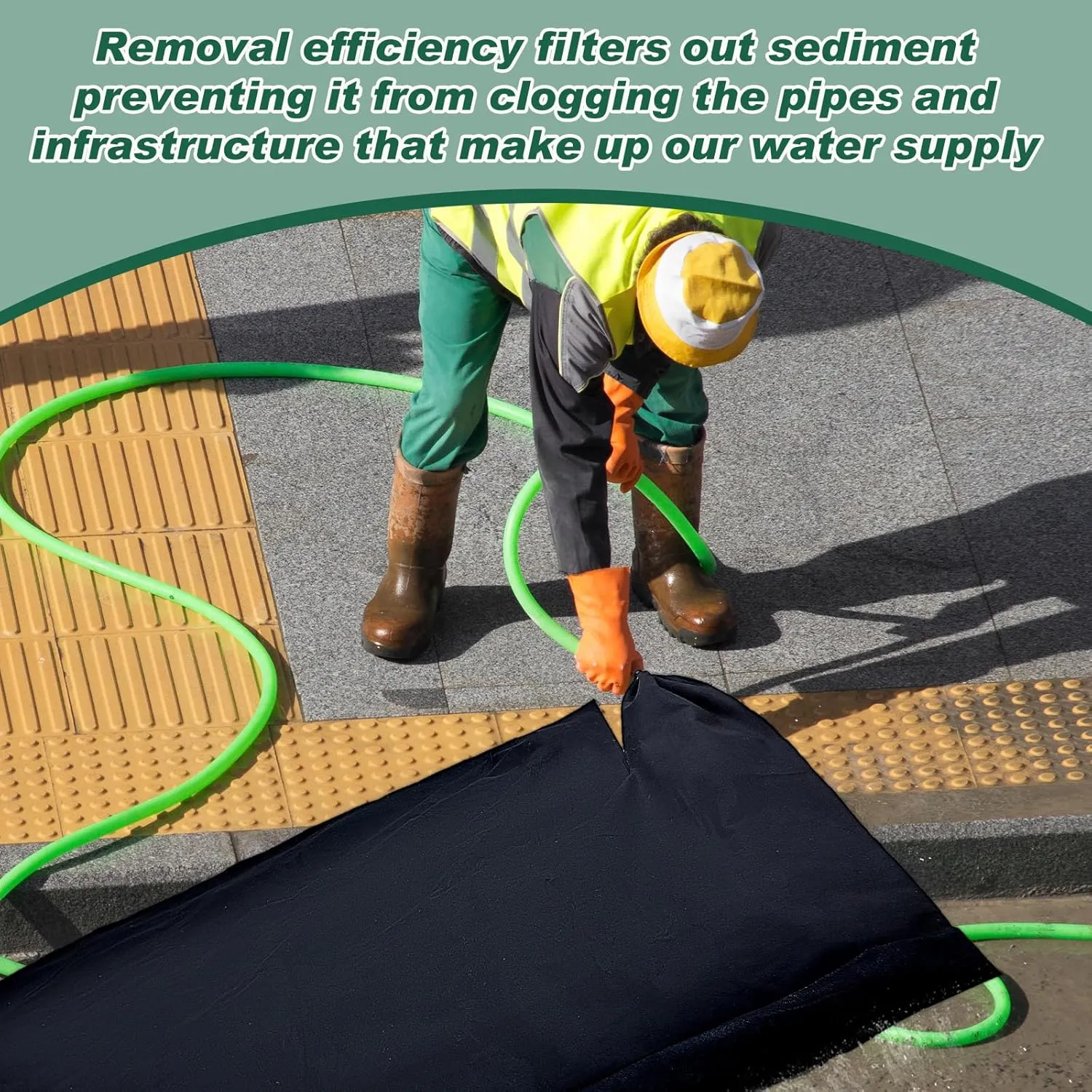 2 Pcs Silt Bags for Dewatering Filter Bag Non Woven Geotextile Fabric Oil Sludge Sediment Filter Bags for Construction, Black (5 x 10 ft)