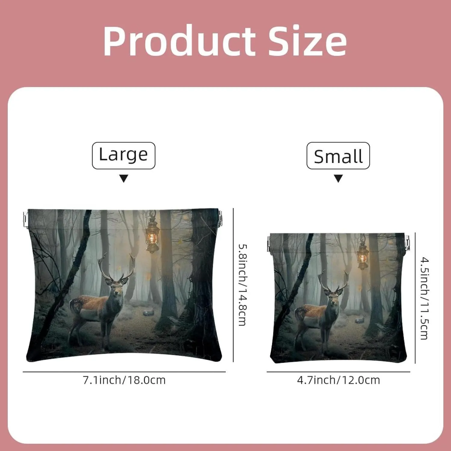 2 Piece Faux Leather Pocket Box, Small Makeup Bag for Purse, Mini Makeup Bag, Travel Makeup Bag for Cosmetics Jewelry, Forest Elk Fairytale