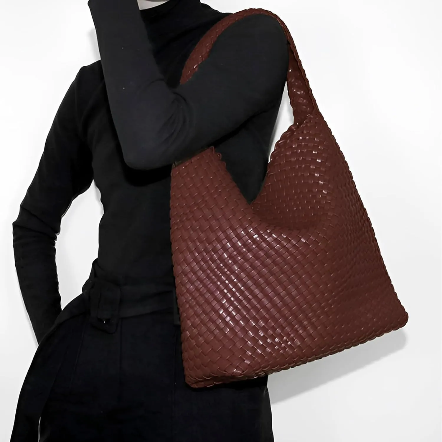 2025 Woven Tote Bag for Women, Extra Large Fashion Shoulder Hobo Bags, Leather Woven Beach Bag, Work Purses for Women