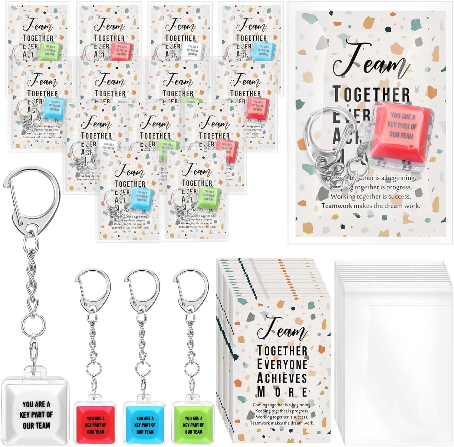 24 Sets Software Engineer Team Appreciation Gifts Keyboard Fidget Keychain Stress Relief Toy Thank You Cards Team Building Gifts for Employee Computer Programmers Coders Techies Nerd