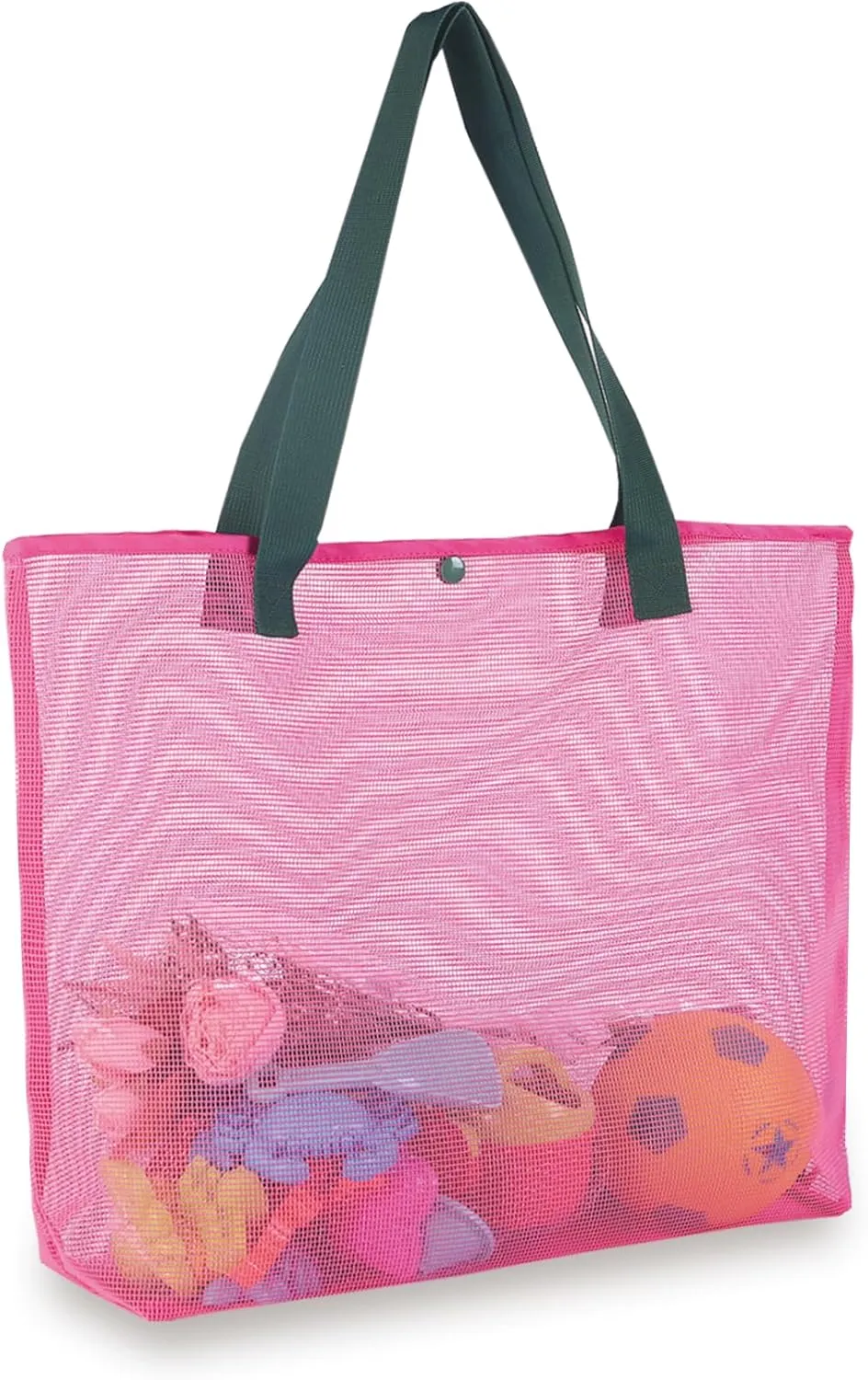 2Pack Large lightweight Simple Mesh Beach Tote Bag With snap Button Reusable Pool Bag for Outdoor Travel Shopping Gym