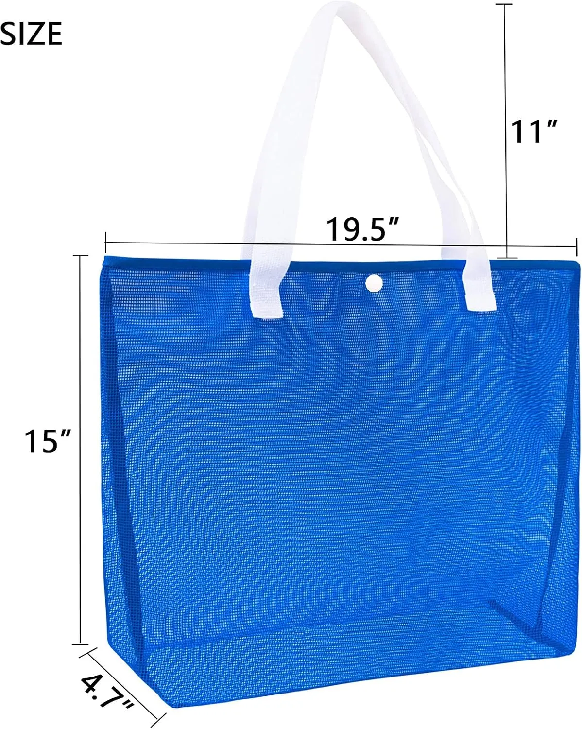 2Pack Large lightweight Simple Mesh Beach Tote Bag With snap Button Reusable Pool Bag for Outdoor Travel Shopping Gym