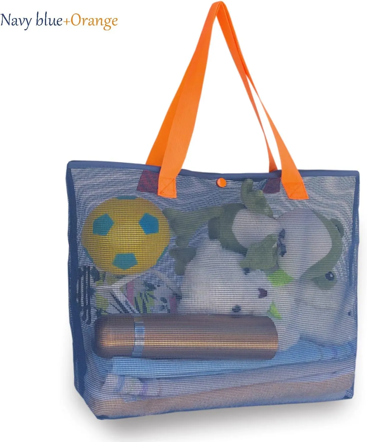 2Pack Large lightweight Simple Mesh Beach Tote Bag With snap Button Reusable Pool Bag for Outdoor Travel Shopping Gym