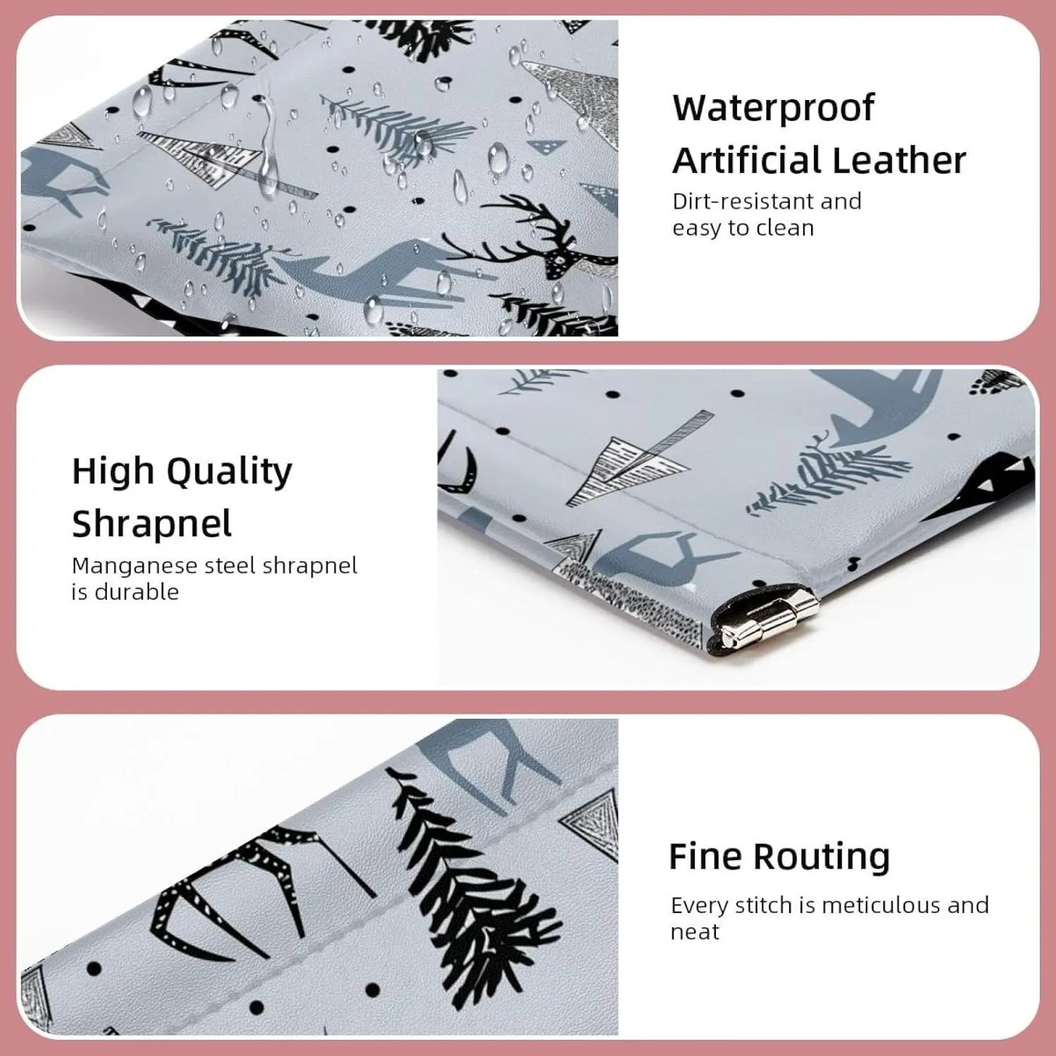 2Pcs Faux Leather Makeup Bag for Purse, Small Travel Kit Storage Pouch, Waterproof Mini Bag Purse, Multi-functional Shrapnel Storage Bag, Modern Abstract Forest Elk Tree Animal