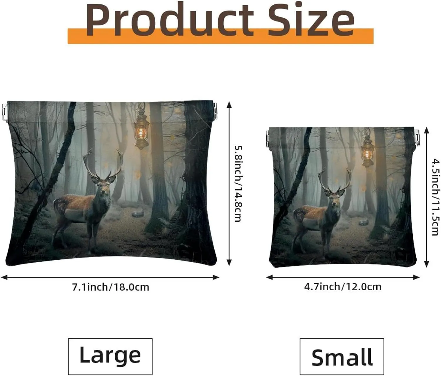 2Pcs Faux Leather Makeup Bag Set, Small Makeup Bag for Purse, Self-Closing Makeup Pouch for Women, Multifunctional Travel Storage Bag, Forest Elk Fairytale