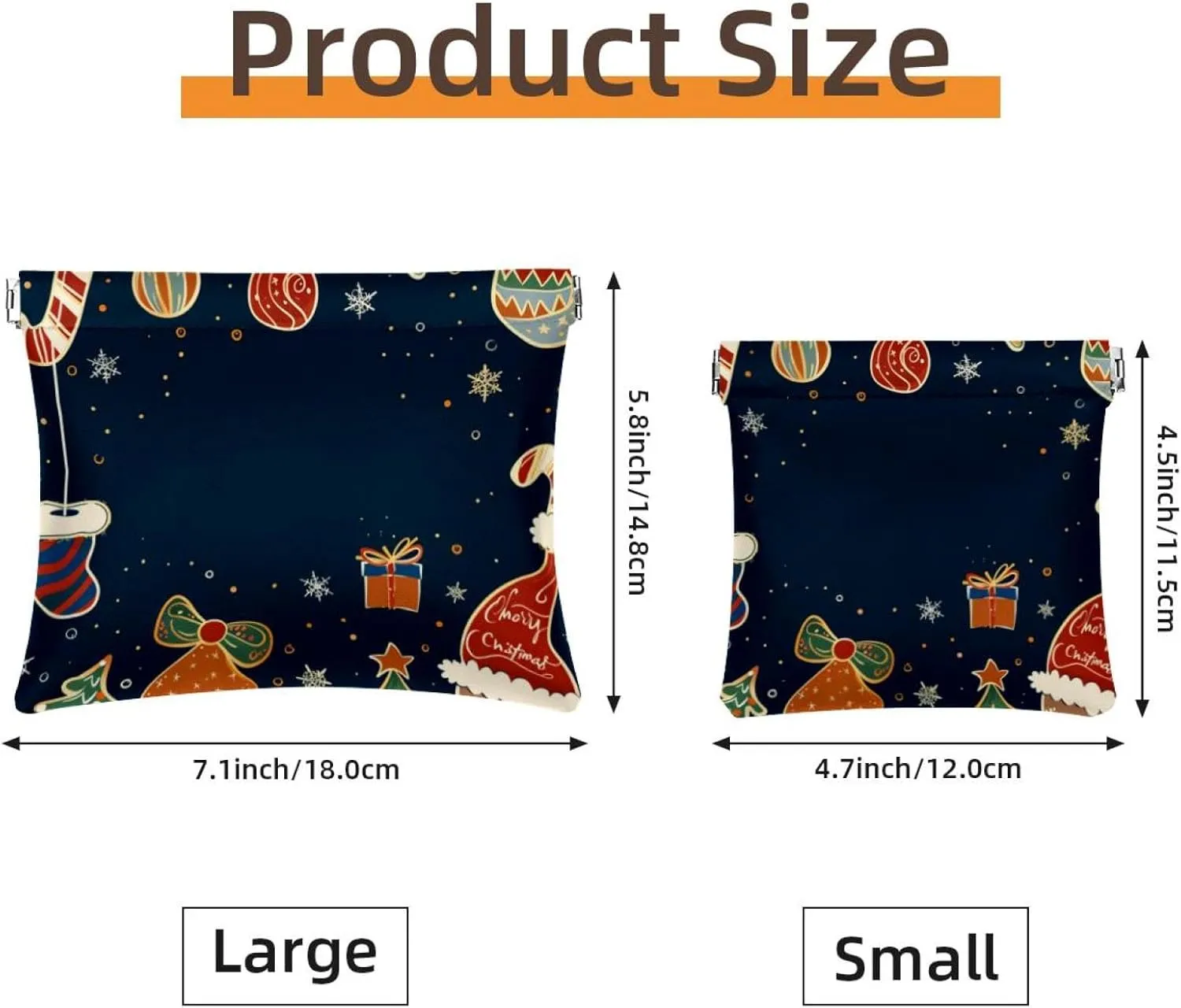 2Pcs Faux Leather Makeup Bag Set, Small Storage Bags for Purses, Waterproof Mini Bag Purse, Portable Squeeze Top Cosmetic Bag, Christmas Elk Santa Claus Cartoon