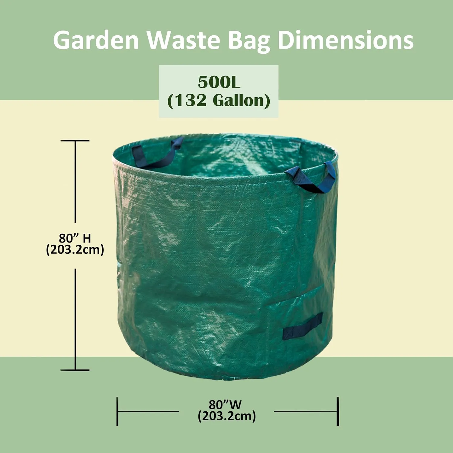 3-Pack XL 132 Gallons Leaf Collector Bags; Heavy Duty Reusable Lawn and Leaf Yard Waste Garden Bags, Collapsible Outdoor Trash, Yard Waste Bags & Recycling Bag