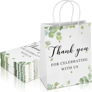 30 Pieces Wedding Welcome Bags Bulk with Handles,Thank You for Celebrating with Us,Wedding Favor Gift Bags for Guests Birthday Baby Shower Favors Supplies,8 x 4 x 10 Inch