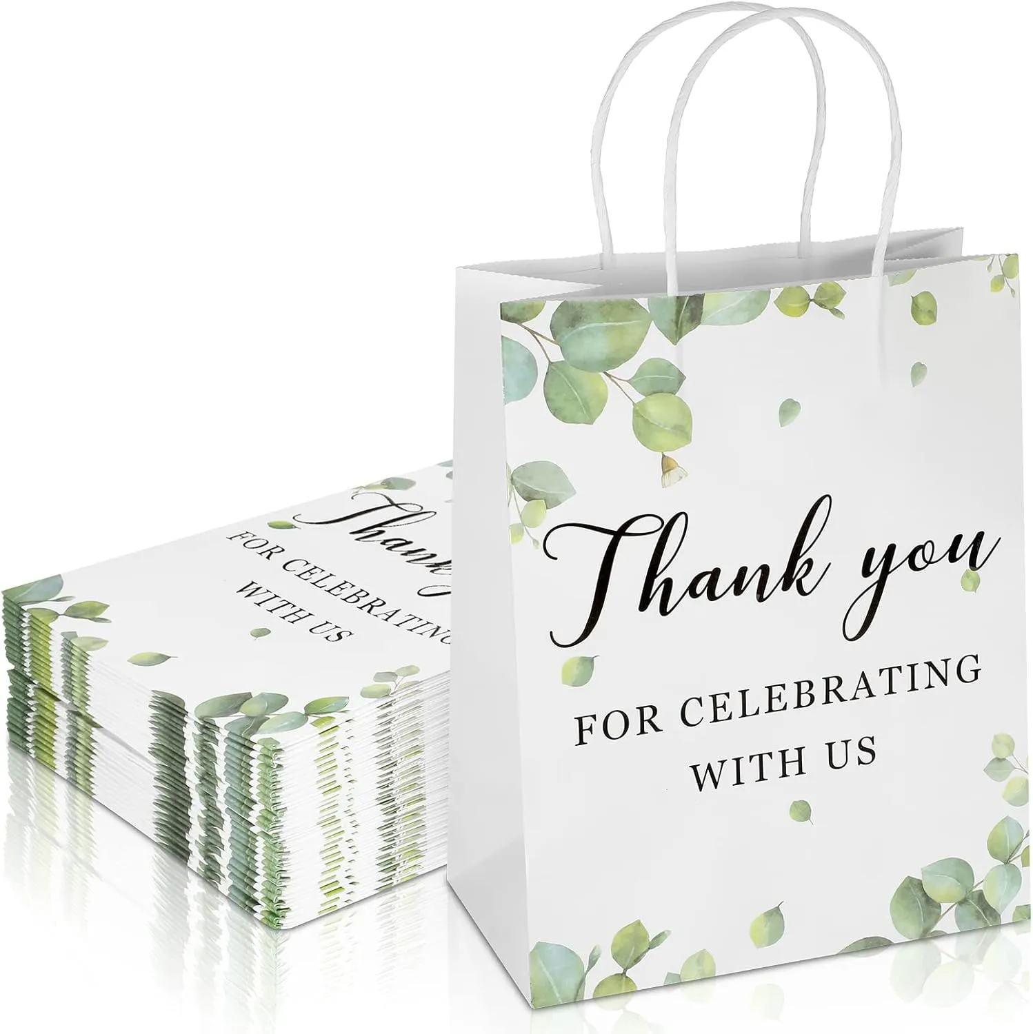 30 Pieces Wedding Welcome Bags Bulk with Handles,Thank You for Celebrating with Us,Wedding Favor Gift Bags for Guests Birthday Baby Shower Favors Supplies,8 x 4 x 10 Inch