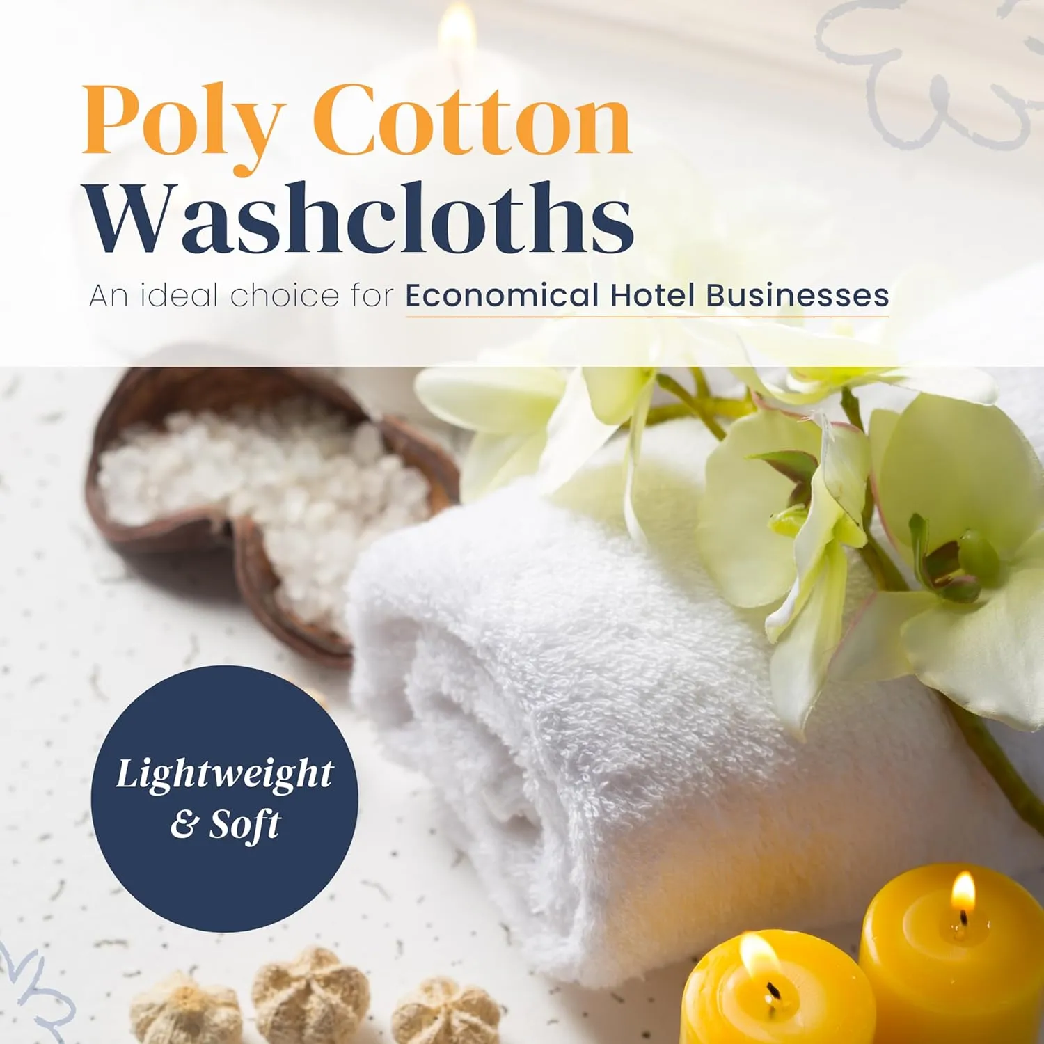 300 Pack Economy Bulk Washcloths (12x12) - White Face Cloths Bulk - Cotton Blend Commercial Cleaning Rags - Super Absorbing, Soft & Quick Drying Fingertip Towels for Hotels, Spa, Gym & Kitchen(010601)