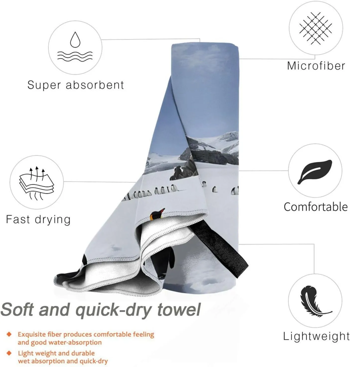 31.5"x63" Microfiber Soft Pool Towel, Beach Towel Quick Dry Towel for Bathroom,Pool,gym,travel,beach - Penguins on The Iceberg