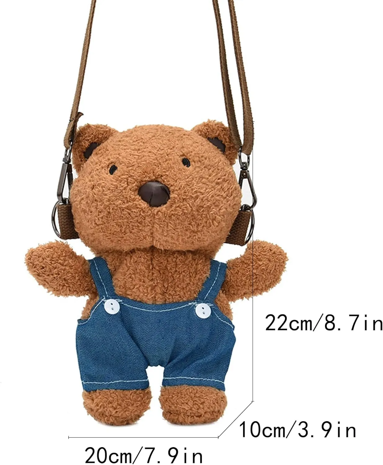 3D Cute Plush Animal Shoulder Bag Women Ladies Teddy Bear Cross Body Bag