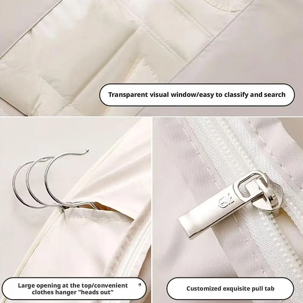 3Pcs Space Saving Hanging Garment Bag with Self Compression Zipper,Space Saver Closet Organizers,Dust Cover Clothes Bags for Down Coat,Self Compression Zip Garment Bags,Protects Clothes from Wrinkles