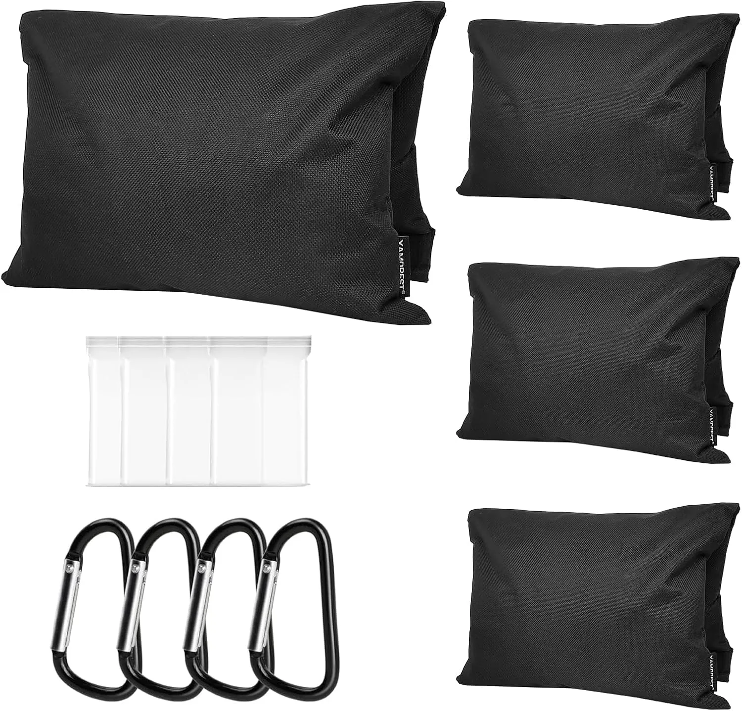 4 Pack Sandbag Weight Bags for Photography, Foldable Handheld Storage Bag with Shoulder Strap, 15.5"x9.4" Heavy Duty Polyester Saddlebag/Beanbag/Tripod Weight Bag for Camera Tripod