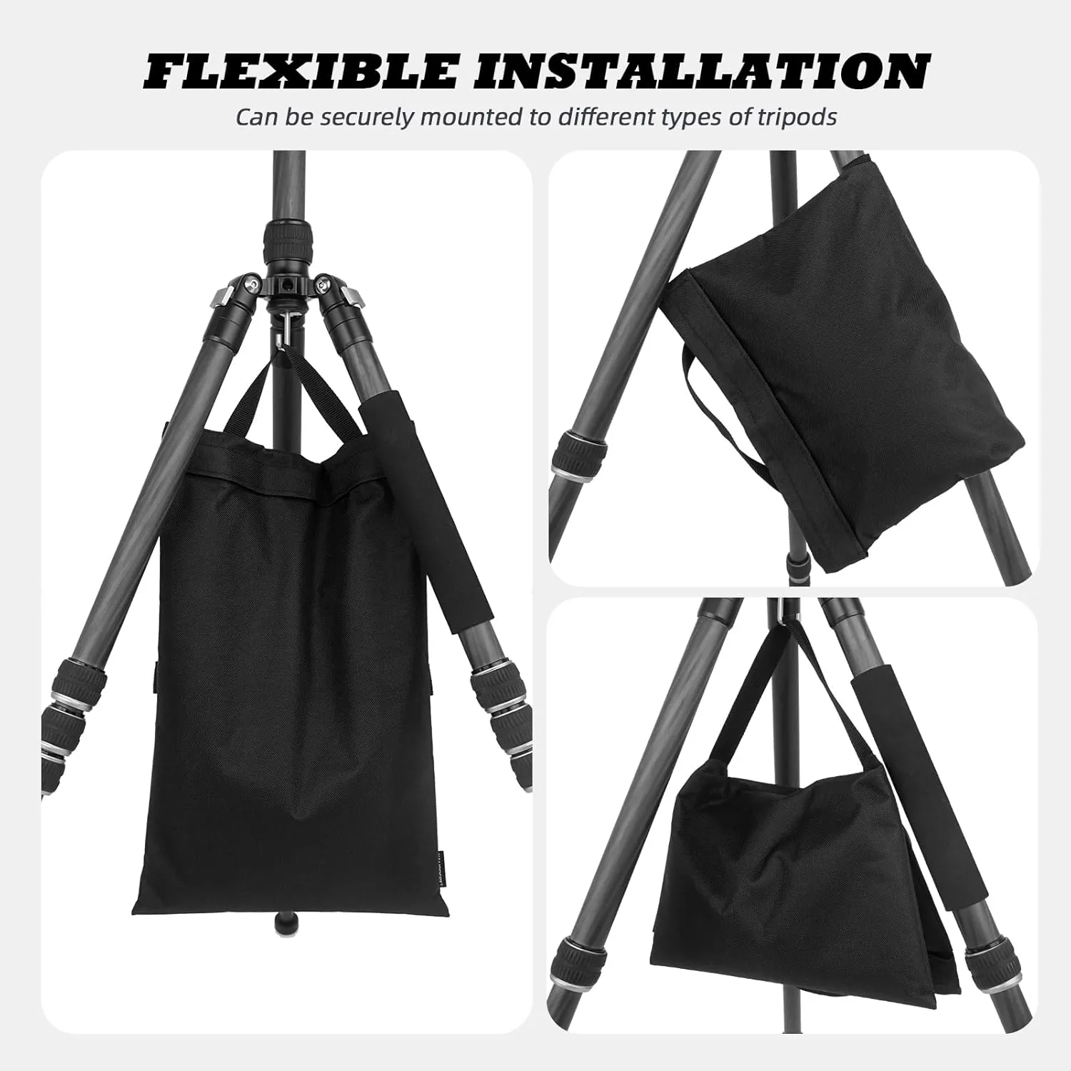 4 Pack Sandbag Weight Bags for Photography, Foldable Handheld Storage Bag with Shoulder Strap, 15.5"x9.4" Heavy Duty Polyester Saddlebag/Beanbag/Tripod Weight Bag for Camera Tripod