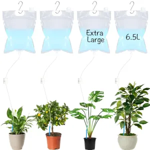 4 Pcs 6.5 L Extra Large Plant Drip Irrigation Bag Automatic Watering Bags Self Automatic Watering System Drip Irrigation Device with Adjustable Valve Switch for Gardening Flower Outdoor, Clear