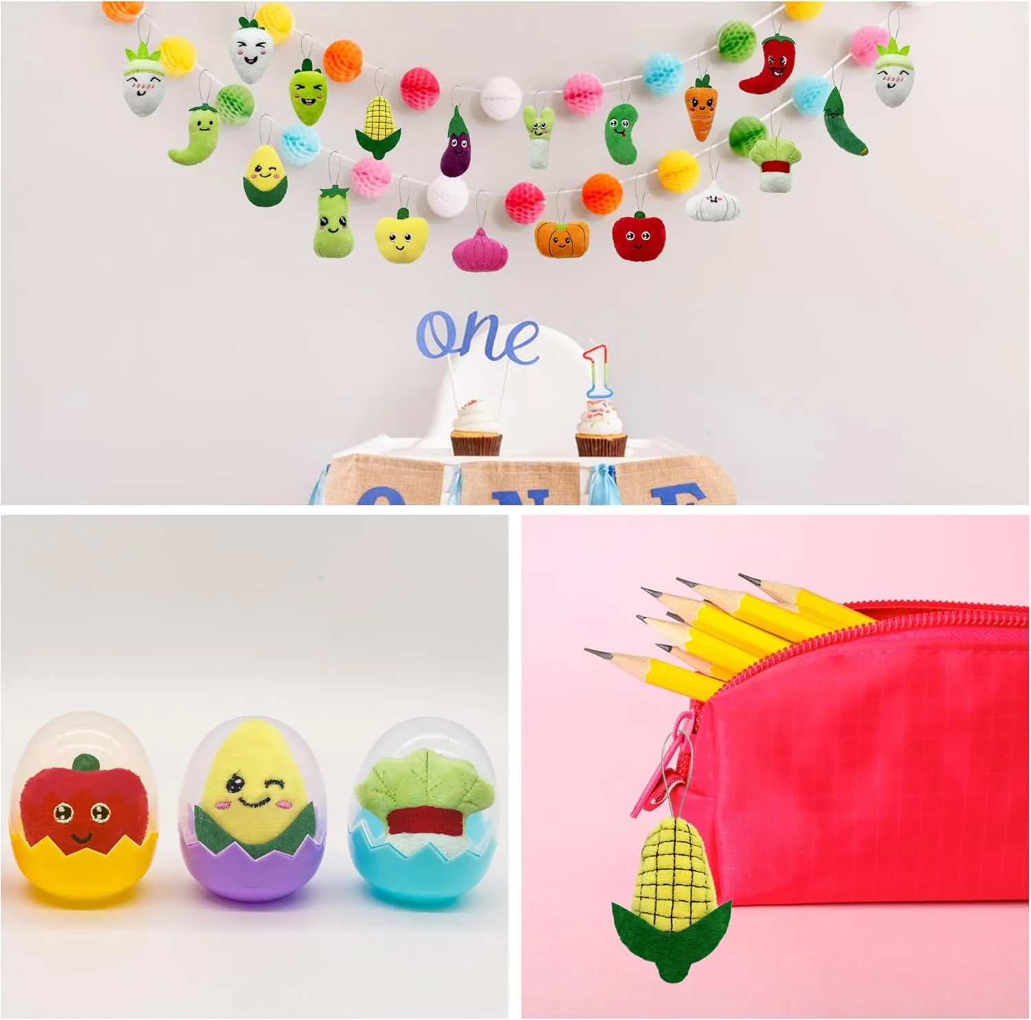 40 PCS Mini Vegetable Food Plush Toy Set Cute Small Vegetable Stuffed Toy Keychain for Party Favors Keychain Ornament for Goody Bag Easter Egg Stuffers Carnival Birthday Party Classroom Prizes