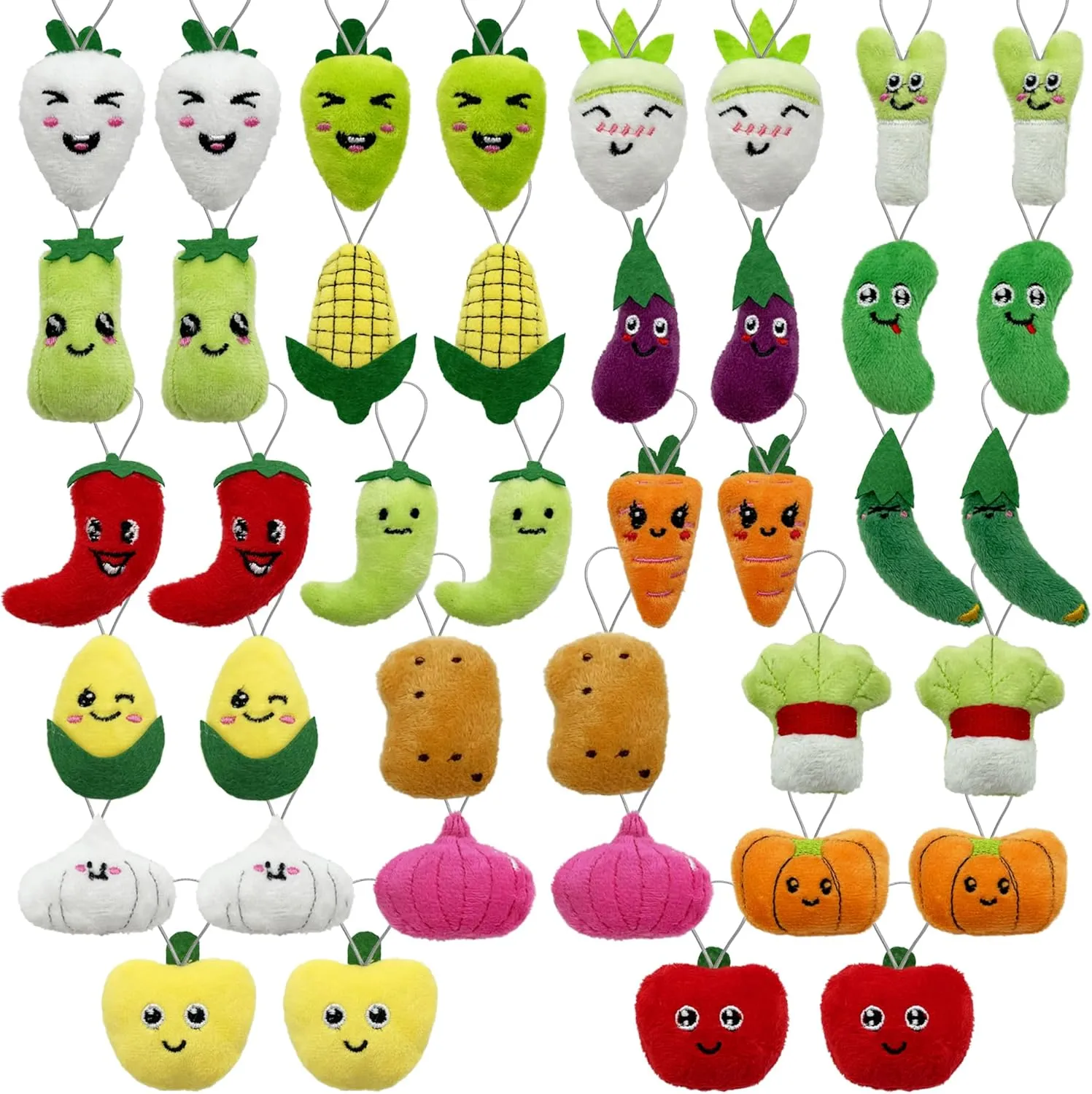 40 PCS Mini Vegetable Food Plush Toy Set Cute Small Vegetable Stuffed Toy Keychain for Party Favors Keychain Ornament for Goody Bag Easter Egg Stuffers Carnival Birthday Party Classroom Prizes