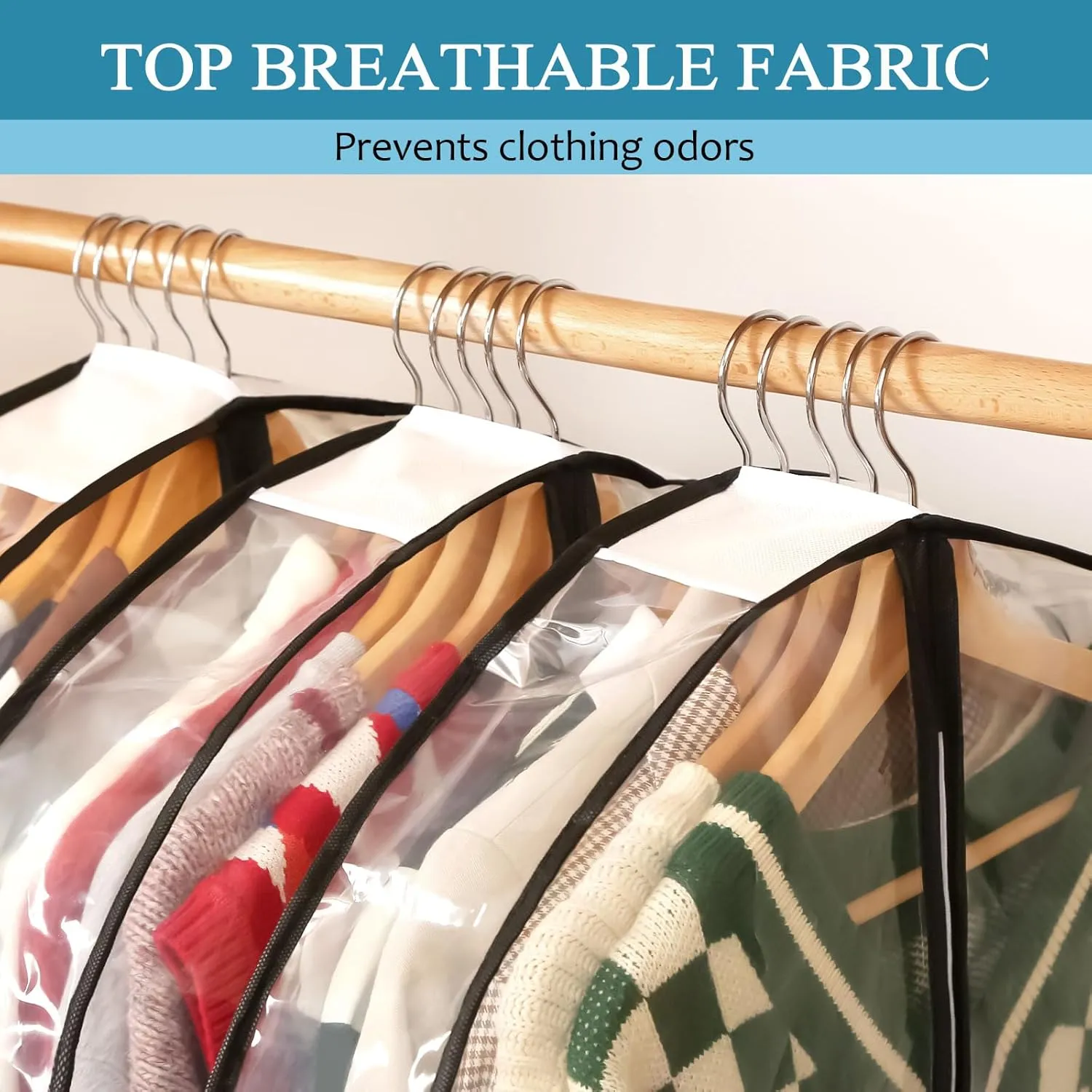 40" All Clear Garment Bags for Hanging Clothes, 4" Gusseted Suit Bags for Closet Storage, Plastic Garment Covers with Zipper for Coats, Jackets, Shirts, 4 Packs