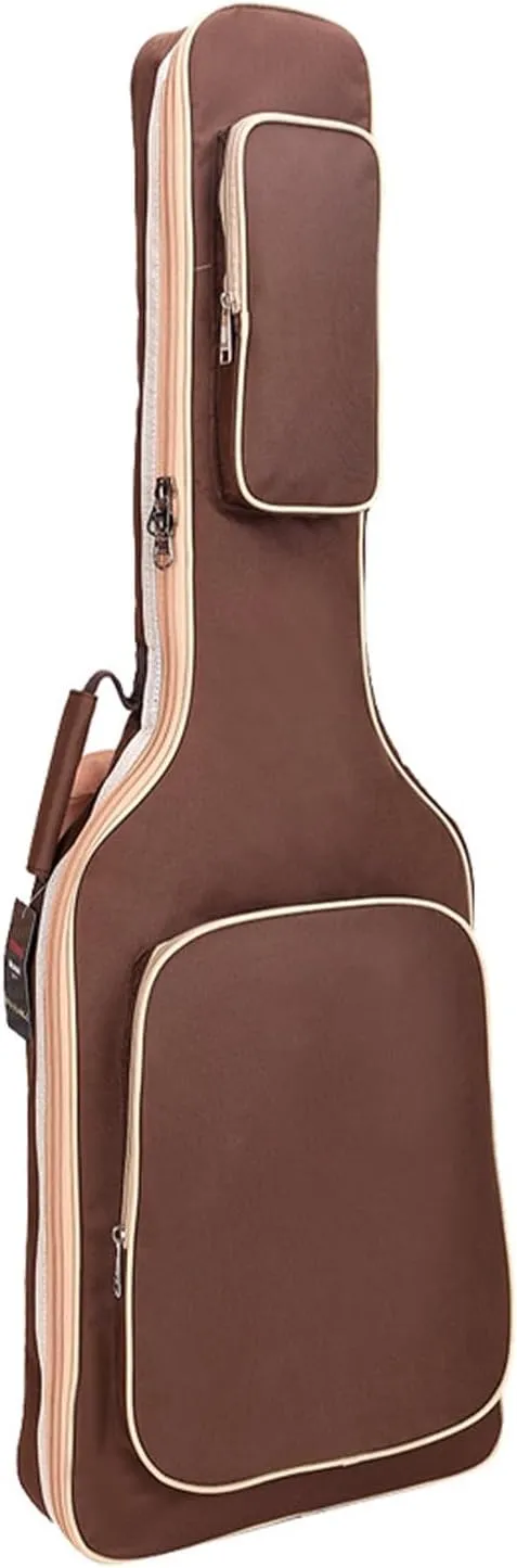 44 in Electric Guitar Bag, 45 in Electric Bass Case, Waterproof Oxford Cloth Guitar Bag, Adjustable Dual Shoulder Straps (Electric Guitar Case-Brown)