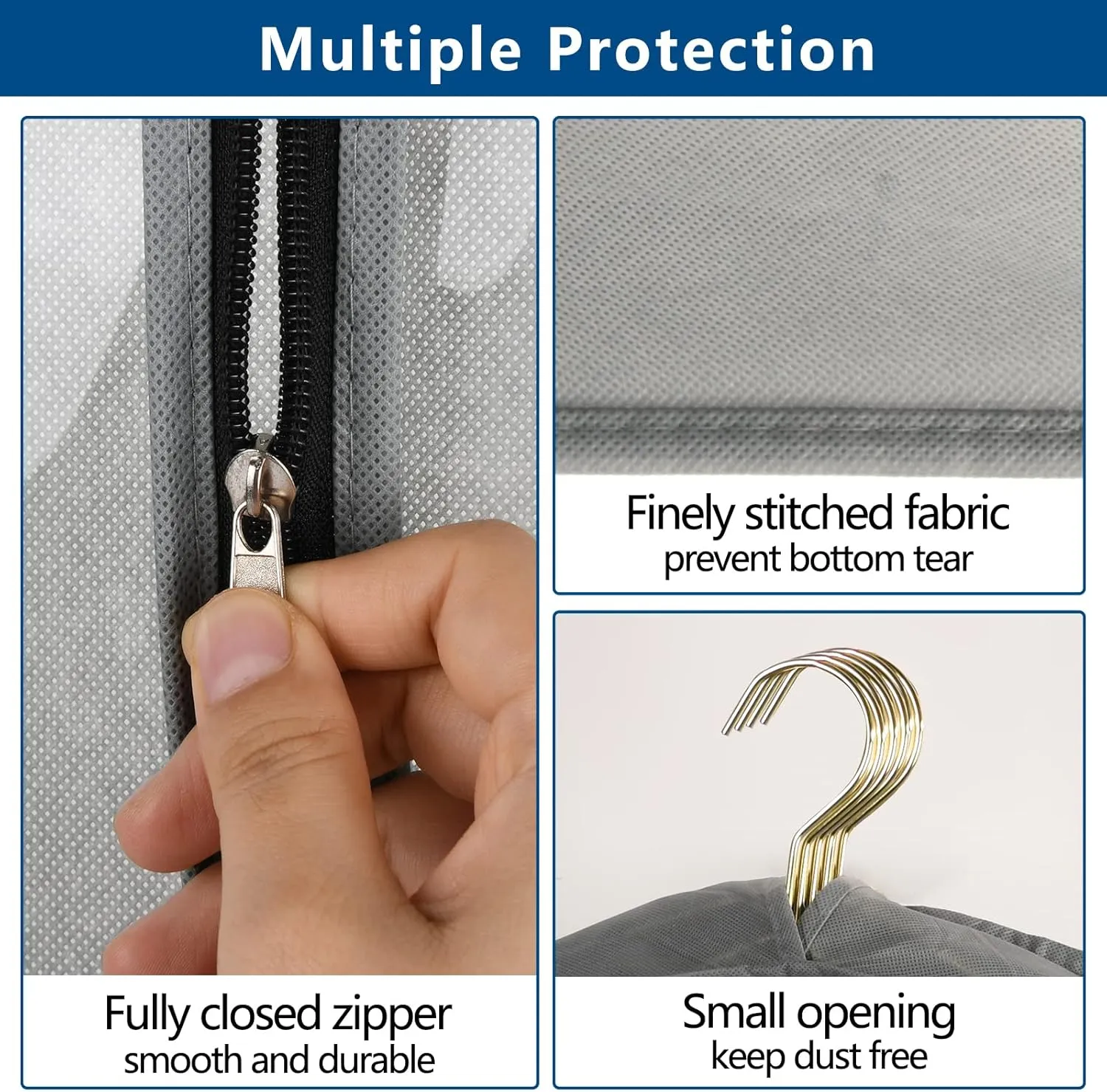 5 Pack 40" Garment Bags for Hanging Clothes Storage, Clear Moth Proof Suits Covers with 4" Gussets for Closet Storage Travel, Plastic Protector for Coat, Jacket, Sweater, Shirts