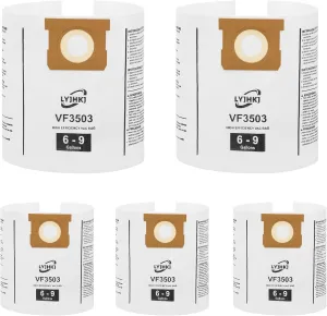5 Pack Rigid VF3503 Shop Vac Bags For Ridgid 5-10 Gallon Wet Dry Vacuums, Ridgid Vacuum Bags Replacement for WD5500, VAC5000, WD0670, WD6425, HD0918, WD0970, WD0975, WD1060, 50328/1000RV, WD10220