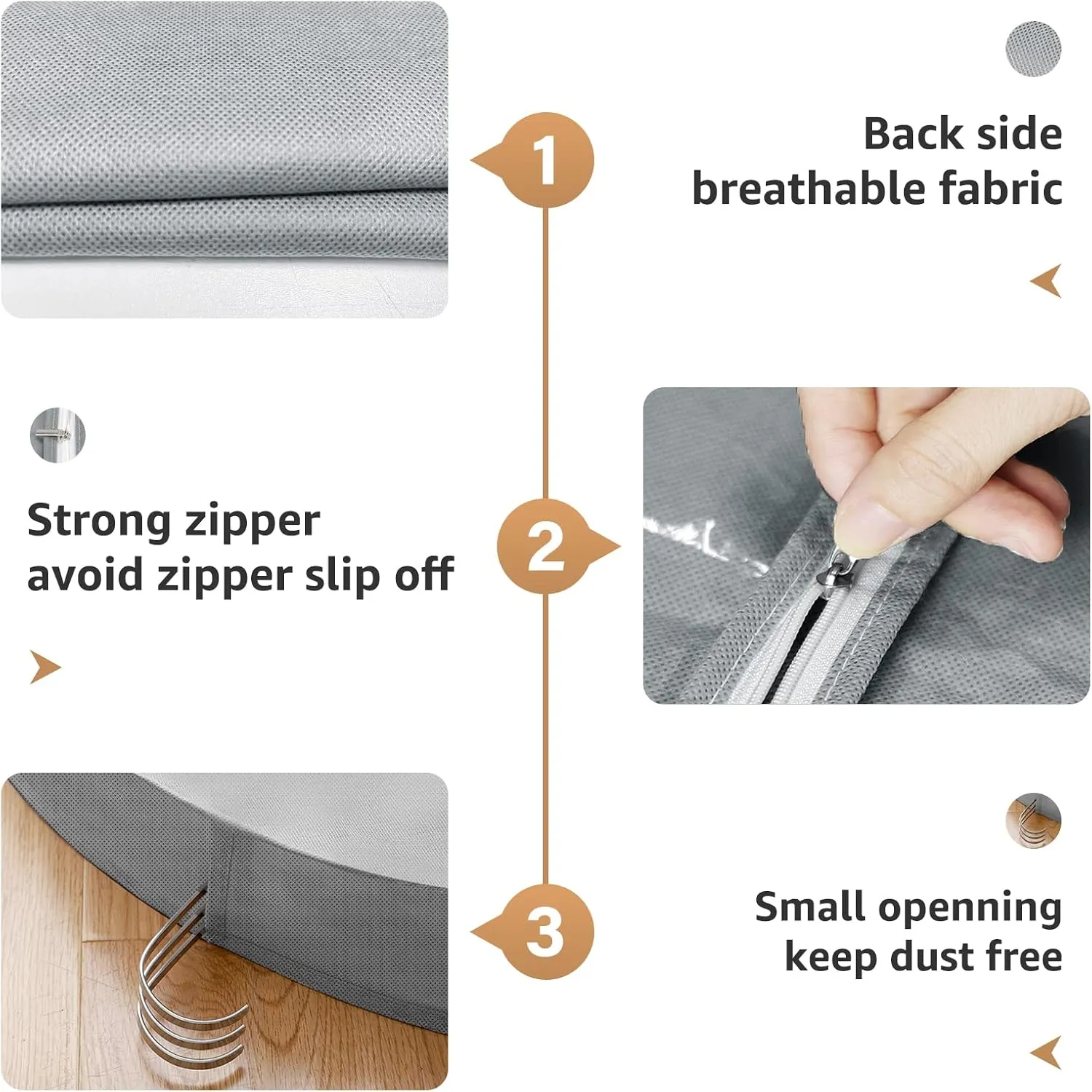 50" Garment Bags, Clear Plastic Clothes Coveres with 4" Gussetes for Hanging Clothes Closet Storage, Breathable Protector for Long Coat, Jacket, Sweater, Shirts, Suits, 3 Packs