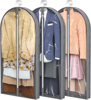 50" Garment Bags, Clear Plastic Clothes Coveres with 4" Gussetes for Hanging Clothes Closet Storage, Breathable Protector for Long Coat, Jacket, Sweater, Shirts, Suits, 3 Packs