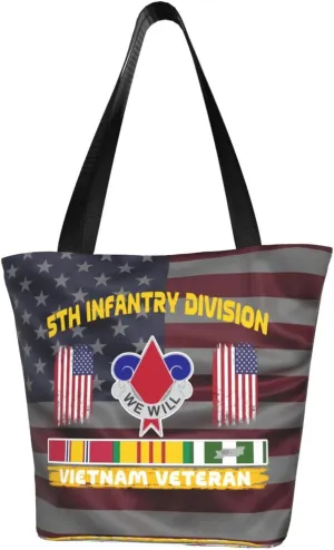 5th Infantry Division Vietnam Veteran Fashion Shoulder Bag Large Capacity For Man Or Woman