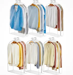 6 Pack Clear Garment Bags for Hanging Clothes 10”Gusseted, Suit Bags for Closet Storage, Hanging Plastic Clothes Cover for Coat, Dress, Fur, Shirt（24x10x40In）