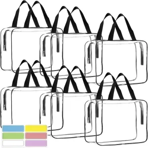 6 Pack Large Toy Storage Bags, SARAEL Reusable Clear PVC Waterproof and Zippered, Travel Waterproof Organizer Bags with Zipper Ideal for Organizing Building Blocks, Puzzles, Kids Books